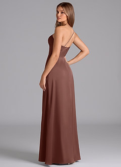 Azazie Trina Bridesmaid Dresses Espresso A-Line One Shoulder Stretch Satin Dress image6