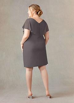 Azazie Julia Mother of the Bride Dresses Steel Grey Sheath V-Neck Pleated Chiffon Dress image12