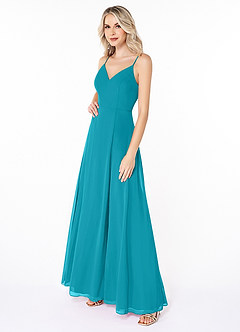 Azazie Lena Bridesmaid Dresses Jade A-Line Lace Chiffon Dress image3