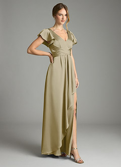 Azazie Omari Bridesmaid Dresses Moss Green A-Line Stretch Satin Dress image5