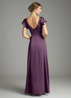 Azazie Omari Bridesmaid Dresses Plum A-Line Stretch Satin Dress image2