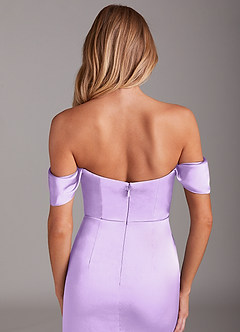 Azazie Saige Brautjungfernkleider Meerjungfrau-Linie Schulterfrei Stretch-Satin Kleid Flieder image7