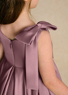 Azazie Guppie Flower Girl Dresses Vintage Mauve Ball-Gown Pleated Matte Satin Dress image6