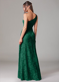 Azazie Ellianna Jurken voor bruidsmeisjes Jurk van Bloemen Burn-out met A-Lijn One-Shoulder Smaragd image4