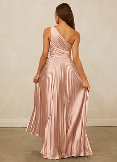 Christian Siriano Bridal for Azazie 1008 Robes de demoiselle d'honneur Robe Trapèze en Satin extensible Ue épaule Or Rose image14