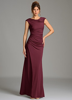 Azazie Chantal Bridesmaid Dresses Cabernet Mermaid Pleated Premium Stretch Jersey Dress image5
