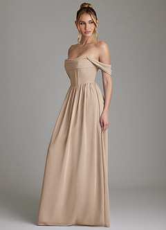 Azazie Caterina Brautjungfernkleider A-Linie Korsett Chiffon Kleid Taupe image9