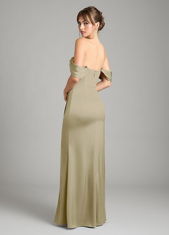 Azazie Johana Vestidos de damas de honor Vestido de Musgo Verde de Satén Elástico de Corte Sirena Convertible con Vestidos sin tirantes image8