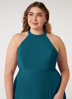 Azazie Clarice Bridesmaid Dresses Ink Blue A-Line Halter Chiffon Dress image13