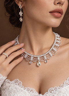 front Collana con perline e pizzo "Nebbia del mattino"