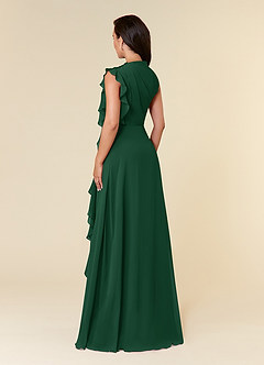 Azazie Narine Mother of the Bride Dresses Dark Green A-Line High Neckline Pleated Chiffon Dress image4