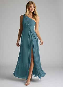 Azazie Brooke Bridesmaid Dresses Bermuda A-Line One Shoulder Mesh Dress image2