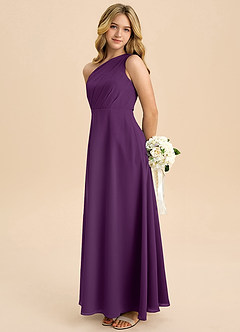 Azazie Phaedra Junior Grape A-Line Pleated Chiffon Dress image1
