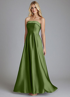Azazie Lucienne Vestidos de damas de honor Vestido de Enebro de Satén Elástico de Corte en A Convertible con Sin tirantes image3