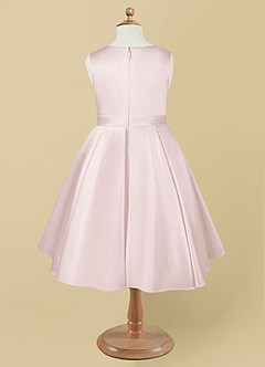 Azazie Coco Blumenmädchenkleider A-Linie Schleifen Matte Satin Kleid Zartrosa image6
