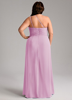 Azazie Eren Bridesmaid Dresses Candy Pink Sheath One Shoulder Chiffon Dress image9
