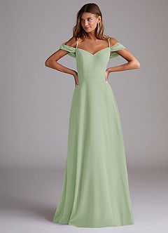 Azazie Marley Bridesmaid Dresses Dusty Sage A-Line Off the Shoulder Chiffon Convertible Dress image4
