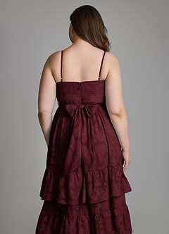 Azazie Nathalia Vestidos para Prova em Casa Vestido Cabernet de Esgotamento Floral de Linha A com Laço image12