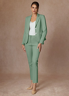 front Whitney Matcha Structured Stretch Full Length Pants Suit