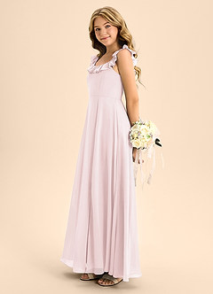 Azazie Callie Junior Abito A-Line in Chiffon Increspato Rosa Rossore image7