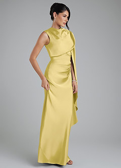 Azazie Taj Bridesmaid Dresses Canary Mermaid Corset Stretch Satin Dress image5