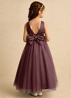Azazie Lior Flower Girl Dresses Sangria Ball-Gown Pleated Tulle Dress image5