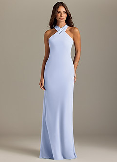 Azazie Doretta Vestidos de damas de honor Vestido de Lavanda de Gasa de Corte Sirena con Plisado image1