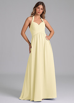 Azazie Darlyn Bridesmaid Dresses Lemon Sorbet A-Line Sweetheart Neckline Chiffon Dress image3