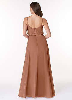 Azazie Lupe Bridesmaid Dresses Bronzer A-Line Scoop Blouson Chiffon Dress image2
