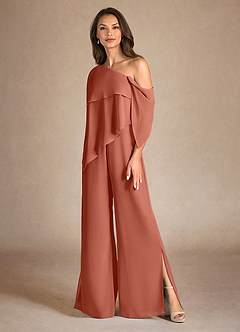 Azazie Halima Mother of the Bride Dresses Clay Jumpsuit/Pantsuit Side Slit Chiffon Dress image6