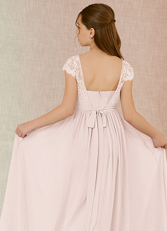 Azazie Silvermist Junior Rose Petal A-Line Pleated Chiffon Dress image7
