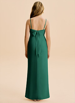 Azazie Mai Junior Vestido de Esmeralda de Gasa de Corte Recto con Plisado image2