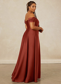 Christian Siriano Bridal for Azazie 1002 Brautjungfernkleider Wandelbar A-Linie Schulterfrei Stretch-Satin Kleid Terrakotta image15