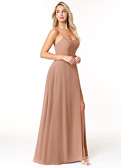 Azazie Moira Bridesmaid Dresses Champagne Rose A-Line Scoop Chiffon Dress image4