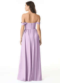 Azazie Morana Brautjungfernkleider Wandelbar A-Linie Schulterfrei Stretch-Satin Kleid Frostiges Flieder image3
