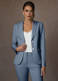 front Whitney Dusty Blue Structured Stretch Blazer
