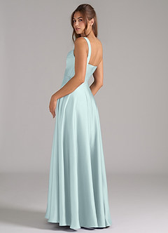 Azazie Shaude Robes de demoiselle d'honneur Robe Trapèze en Satin extensible Plissée Brume image7