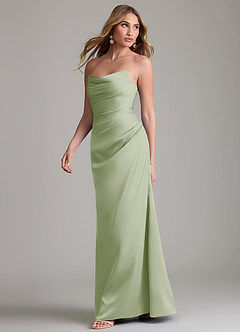 Azazie Lucille Bridesmaid Dresses Dusty Sage Mermaid Strapless Stretch Satin Convertible Dress image3