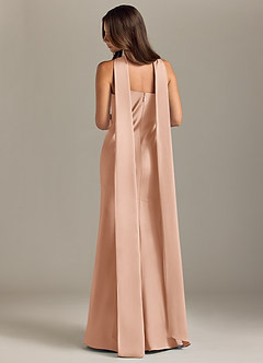 Azazie Kinsley Bridesmaid Dresses Rose Gold Mermaid Side Slit Stretch Satin Dress image2