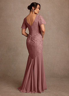 Azazie Jolene Mother of the Bride Dresses Dusty Rose Mermaid Pleated Floral Burnout Dress image2