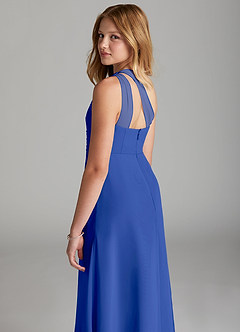 Azazie Maive Junior Royal Blue A-Line Pleated Chiffon Dress image6