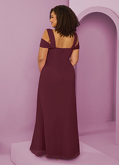 Barbie ♥ Azazie Bridesmaid Dresses Cabernet A-Line Off the Shoulder Chiffon Dress image2