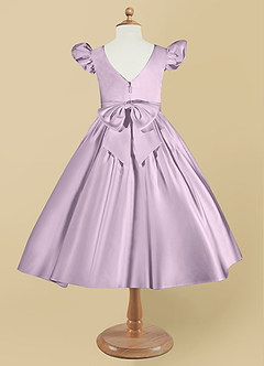 Azazie Violeta vestidos de niña de las flores Vestido de Lila Esmerilada de Satin Mate de Princesa con Lazo image8