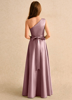 Azazie Puddles Junior Formal Flower Girl Klänningar Klä A-Line i Matt satäng Ena axeln image3