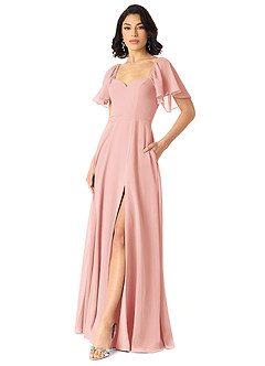 Azazie Chloe Bridesmaid Dresses Rosette A-Line Sweetheart Neckline Chiffon Dress image5