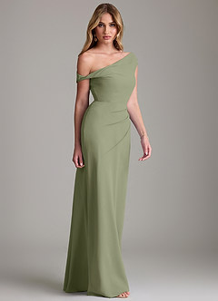 Azazie Emerson Brautjungfernkleider Etui Schulterfrei Chiffon Kleid Pistazie image5