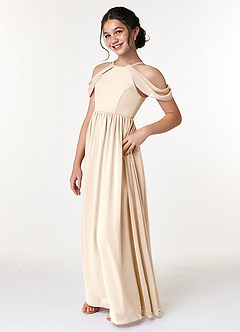 Azazie Seneca Junior White Alabaster A-Line Off the Shoulder Chiffon Dress image4