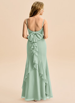 Azazie Lioren Junior 인어 절하다 쉬폰 플로어 길이 주니어 신부 들러리 드레스 image3