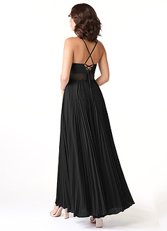 Azazie Devyn Brautjungfernkleider A-Linie Korsett Chiffon Kleid Schwarz image4