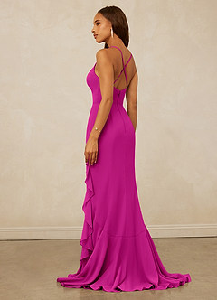 Christian Siriano Bridal for Azazie 1006 Brautjungfernkleider Meerjungfrau-Linie Gestreift Chiffon Kleid Fuchsia image2
